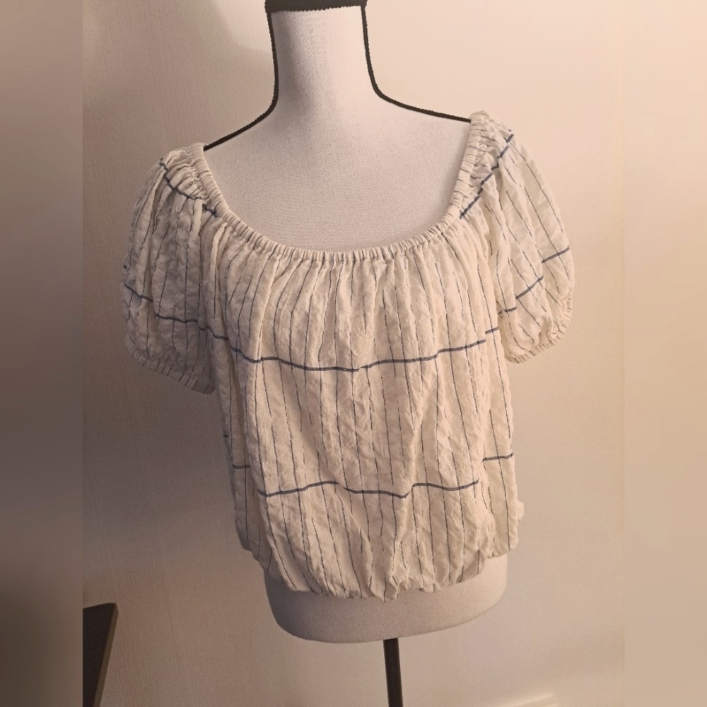 Troy Burch Cropped off the shoulder Strip top Beige Size X-large